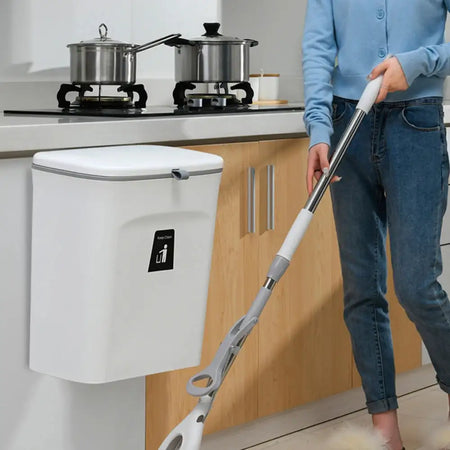 9L Kitchen Sliding Lid Trash Can Gray White &ndash; Space Saver