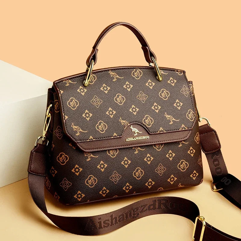 Women's Luxury Crossbody Bag With Printed Design, Soft PU Leather, Everyday Shoulder Bag