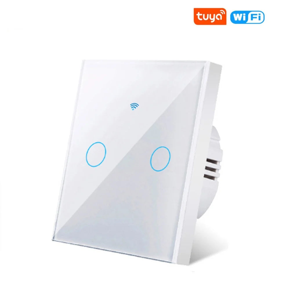 WiFi Smart Switch EU Touch 220V - No Neutral Required white 2 gang