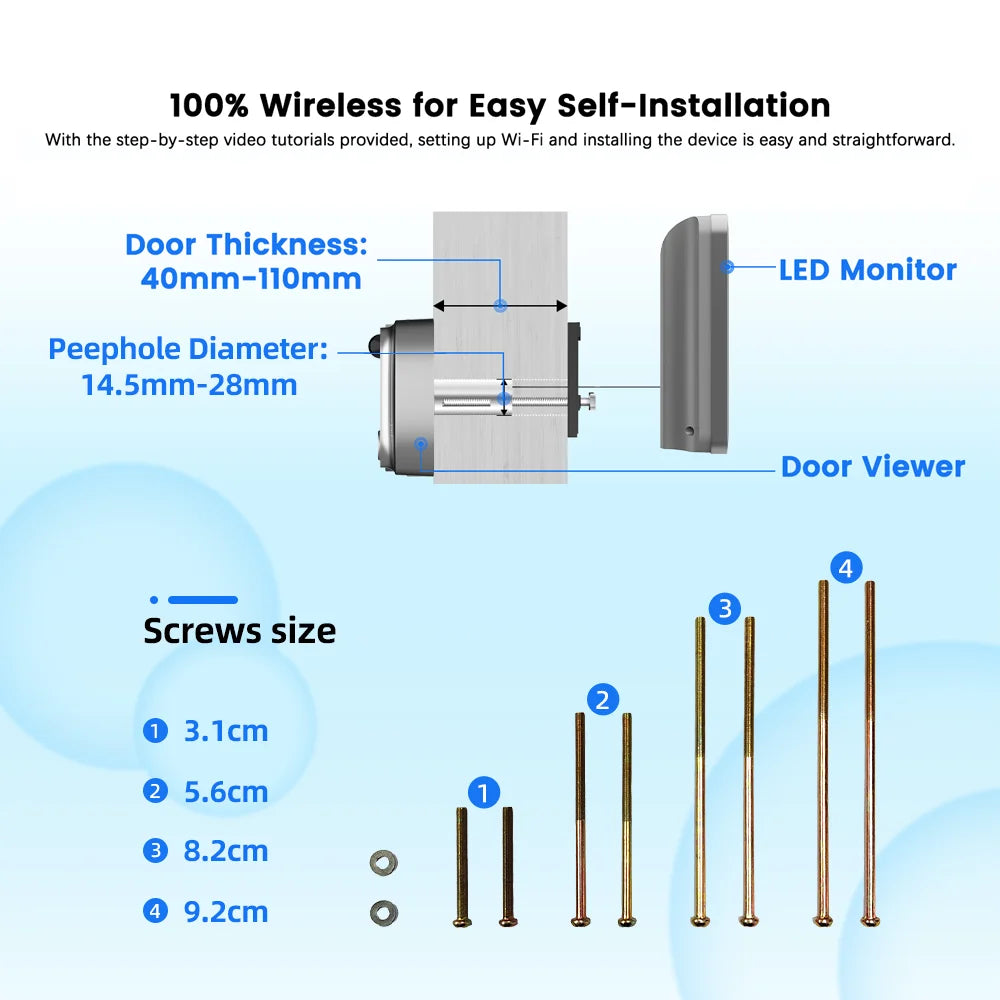 Tuya Smart 3MP Peephole Door Camera &ndash; Wide 140 Degree View