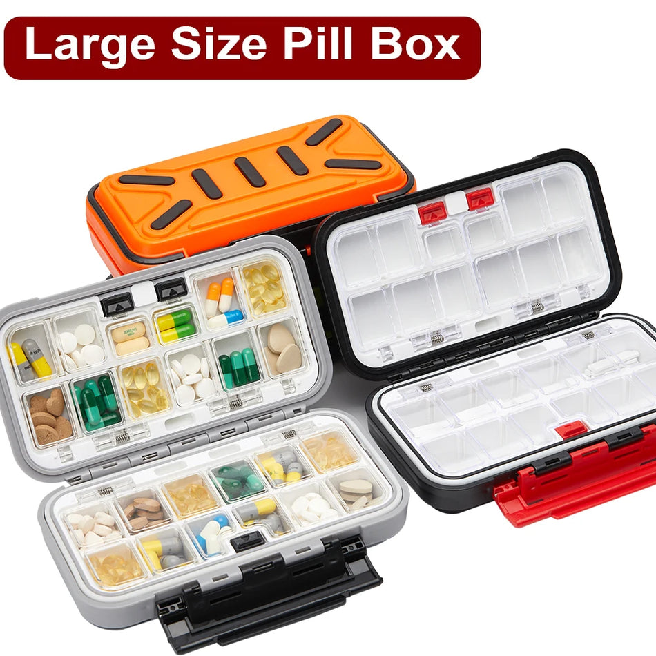 Waterproof Large Capacity Travel Medicine Organizer Box with Adjustable Compartments