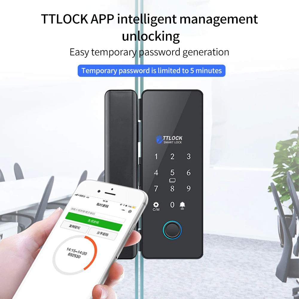 Bluetooth TTLOCK Glass Door Lock &ndash; Biometric Access