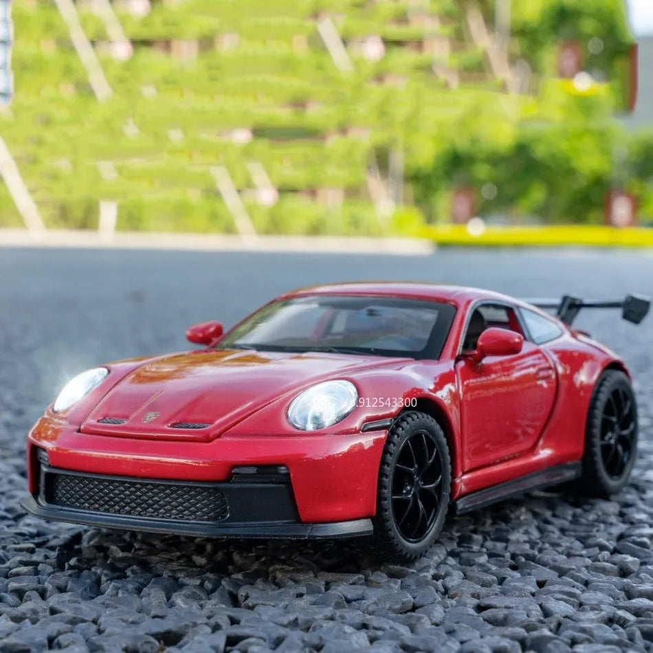 1/32 Diecast 911 GT3 Car Model with Open Doors, Pull-Back, Sound & Lights