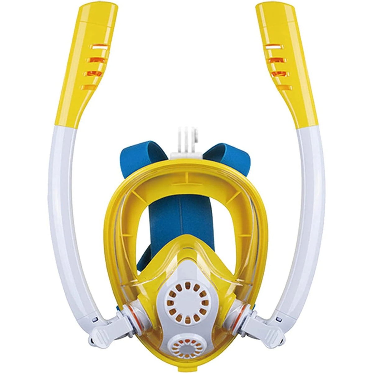 Kids Full Face Snorkel Mask - Dual Breathing Tubes Yellow / XS
