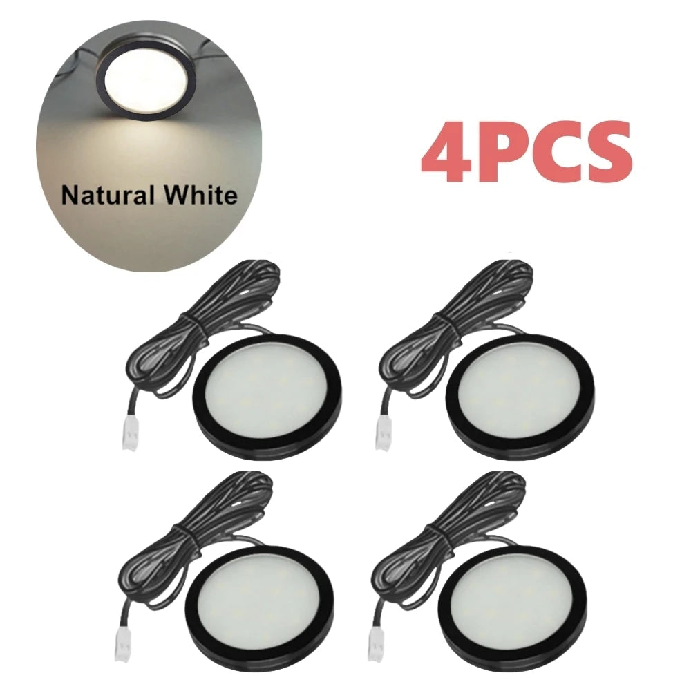 4PCS LED Spot Lights for Boats, Campers &amp; Trailers - 12V Interior Lighting 4000K-Black