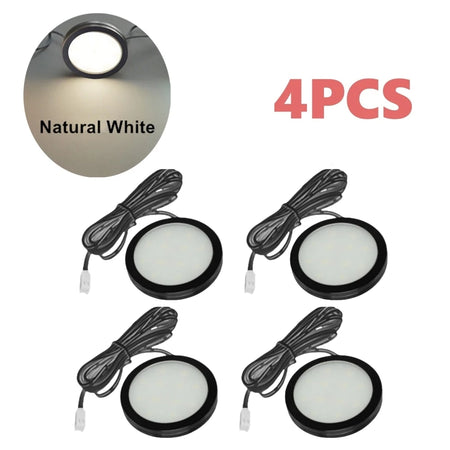 4PCS LED Spot Lights for Boats, Campers &amp; Trailers - 12V Interior Lighting 4000K-Black