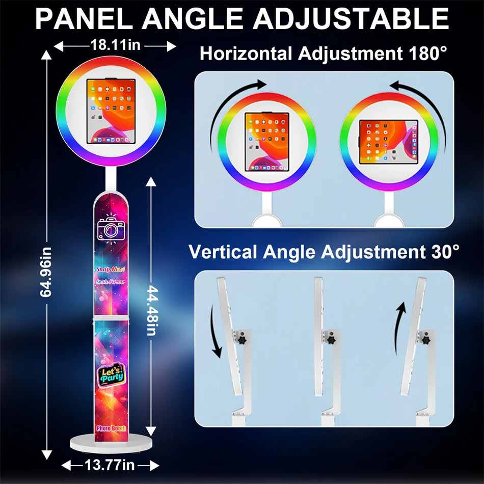iPad-valokuvateltta RGB-renkaavalolla ja lentokoteloilla