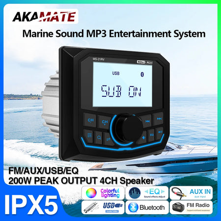 MS-21RV-1 Boat Radio - Waterproof Bluetooth Marine Player