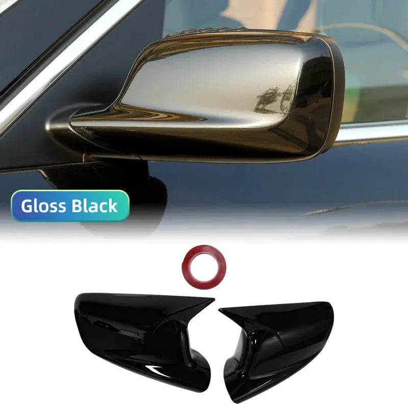 2Pcs Carbon Fiber&Glossy Black Side Mirror Cover For BMW 7 Series E65 E66 E67 E68 2001-2008 ABS Door Trim Cap by InterCyprus Trading Ltd