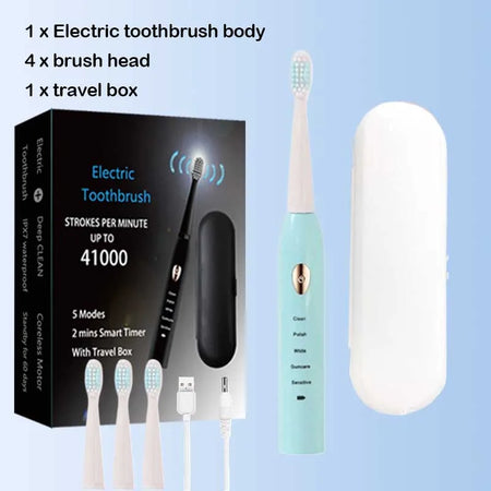 Sonic Electric Toothbrush &ndash; 5 Gear Modes for Superior Cleaning Blue 4head 1BOX