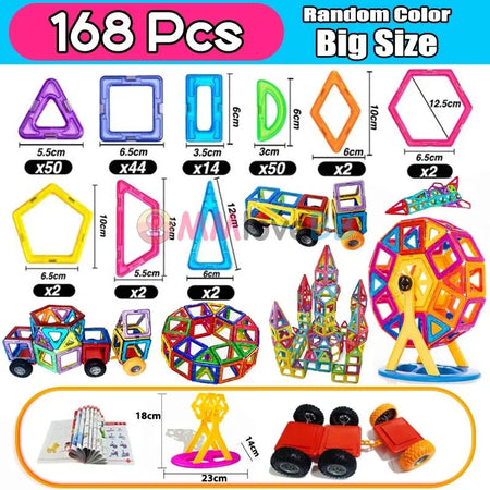 Large Magnetic Building Blocks Set for Kids - Educational STEM Toys for Boys and Girls Aged 4-12 big size 168pcs