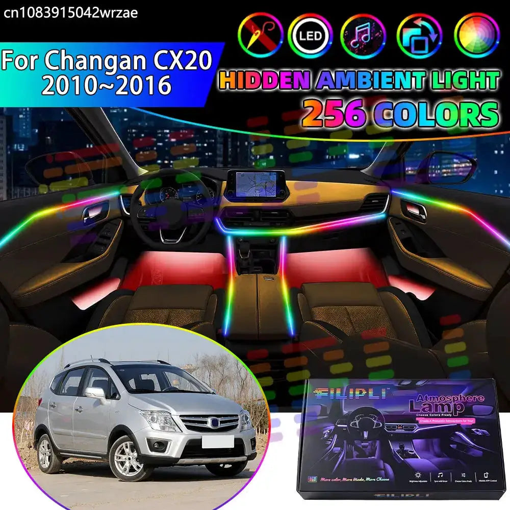 For Changan CX20 2010~2016 2011 2012 2013 RGB Car Interior Ambient Lights Strips Breathing Lighting Kit App Control LED strips by InterCyprus Trading Ltd