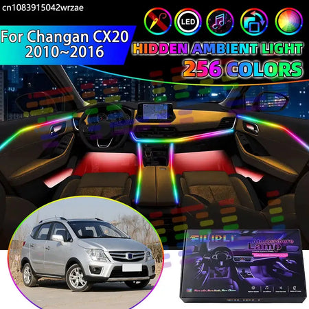 For Changan CX20 2010~2016 2011 2012 2013 RGB Car Interior Ambient Lights Strips Breathing Lighting Kit App Control LED strips by InterCyprus Trading Ltd
