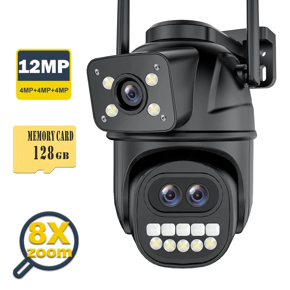 12MP 6K Outdoor WIFI PTZ Camera 6K 12MP Add 128G / UK Plug