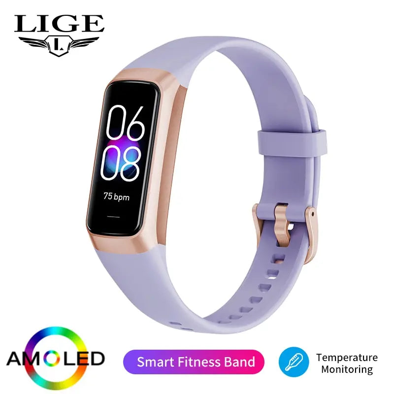 LIGE Amoled Smart Watch Men 2023 - Heart Rate Monitoring purple