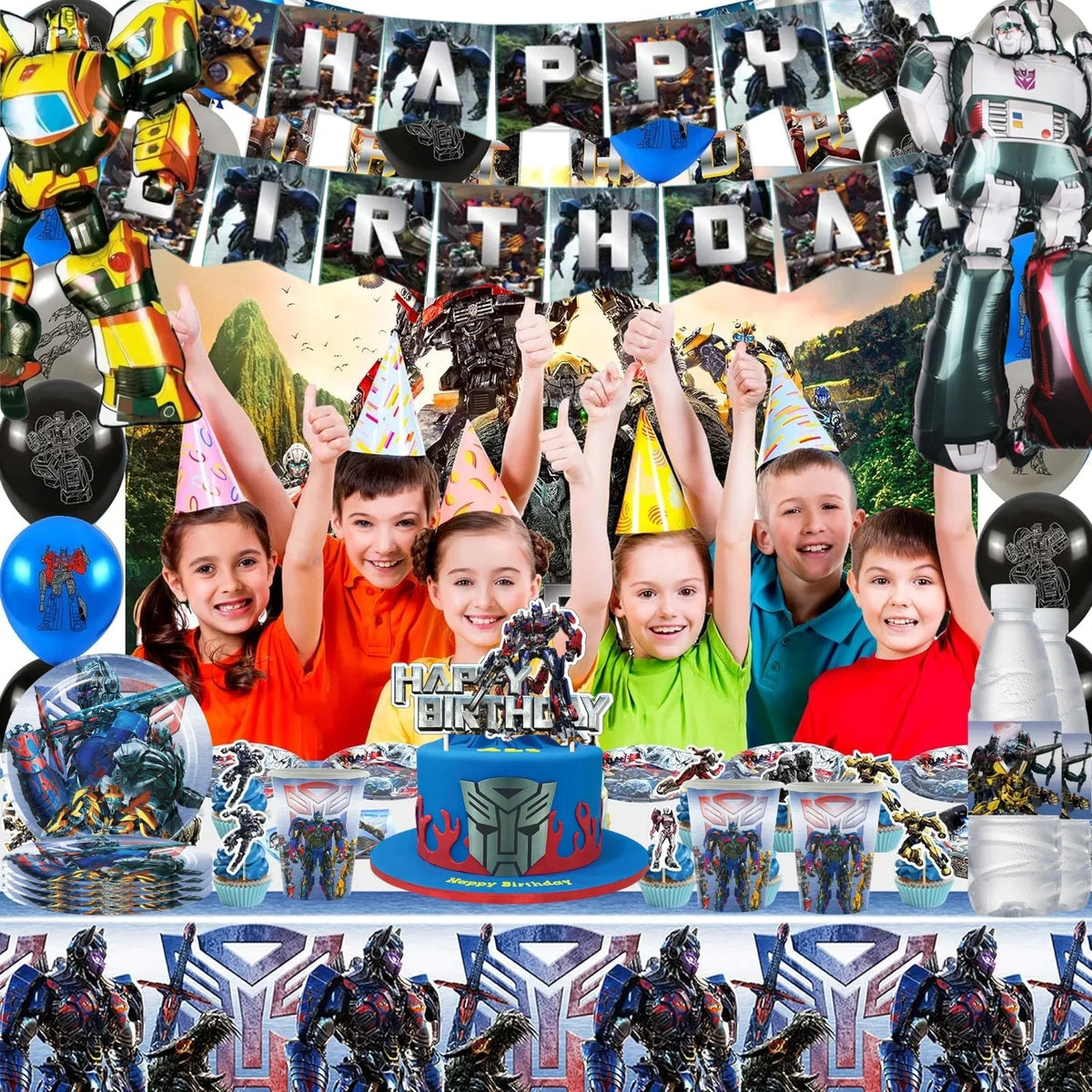 Bumblebee Birthday Party Supplies | Disposable Transformers Tableware Set