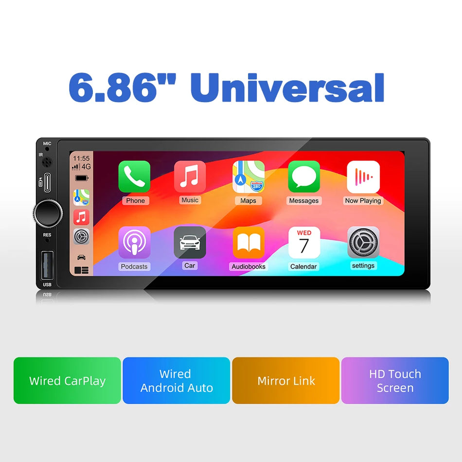6.86-Ιντσών Android MP5 Αυτοκινητιστικό Ραδιόφωνο με CarPlay, Android Auto, Bluetooth
