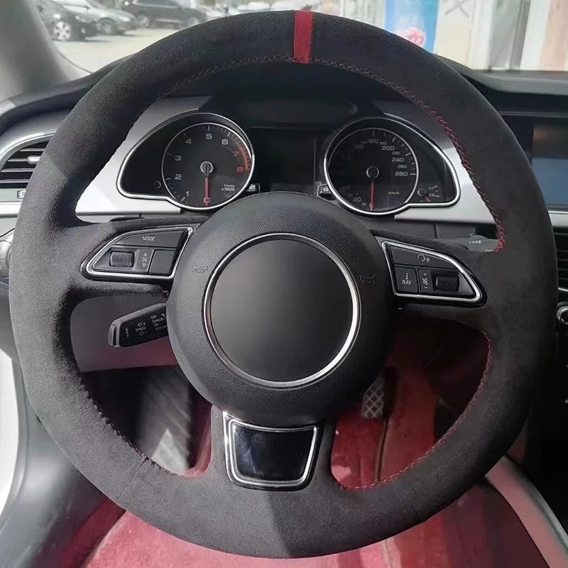Couvre-volant en cuir suédé respirant pour Audi Q3 Q5 Q7