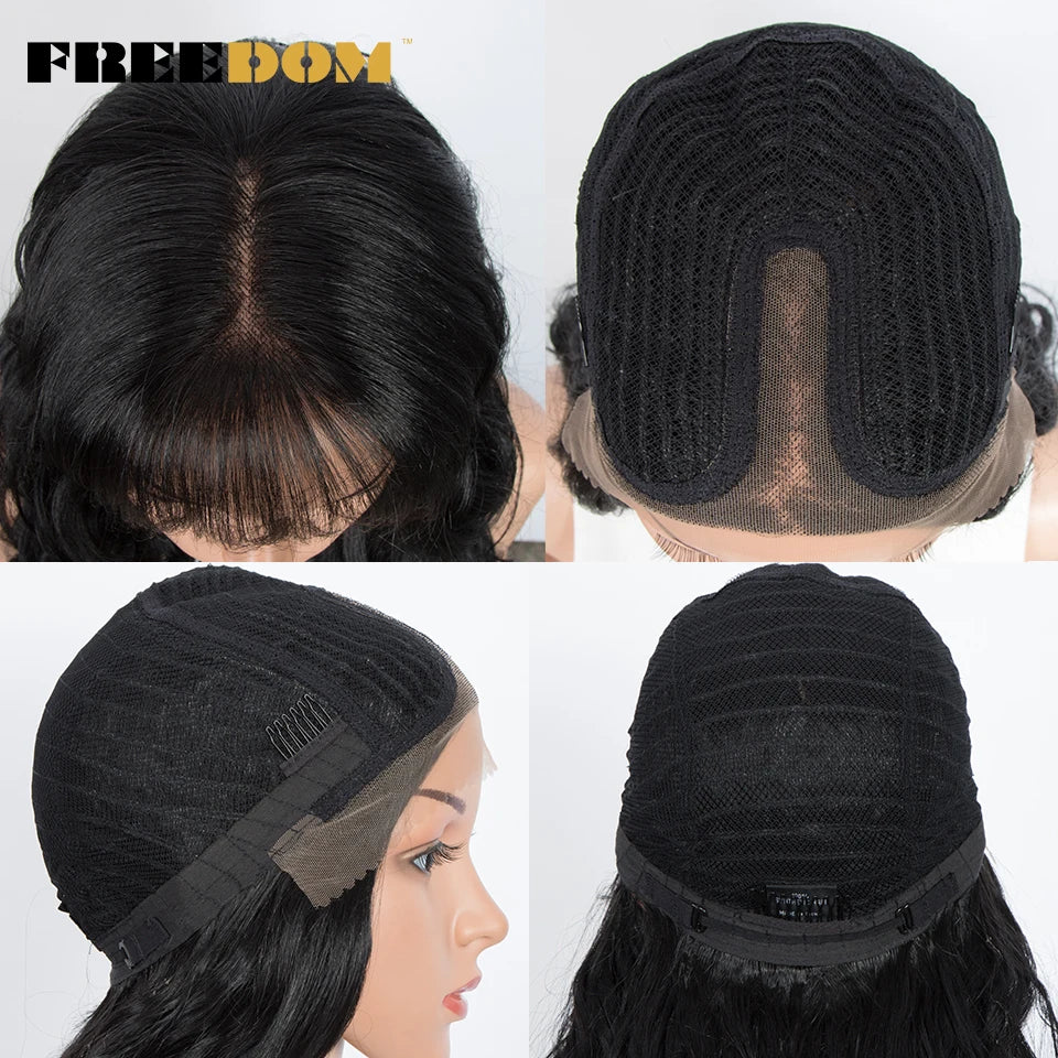 FREEDOM Ombre Blonde Body Wave Lace Front Wig with Bangs