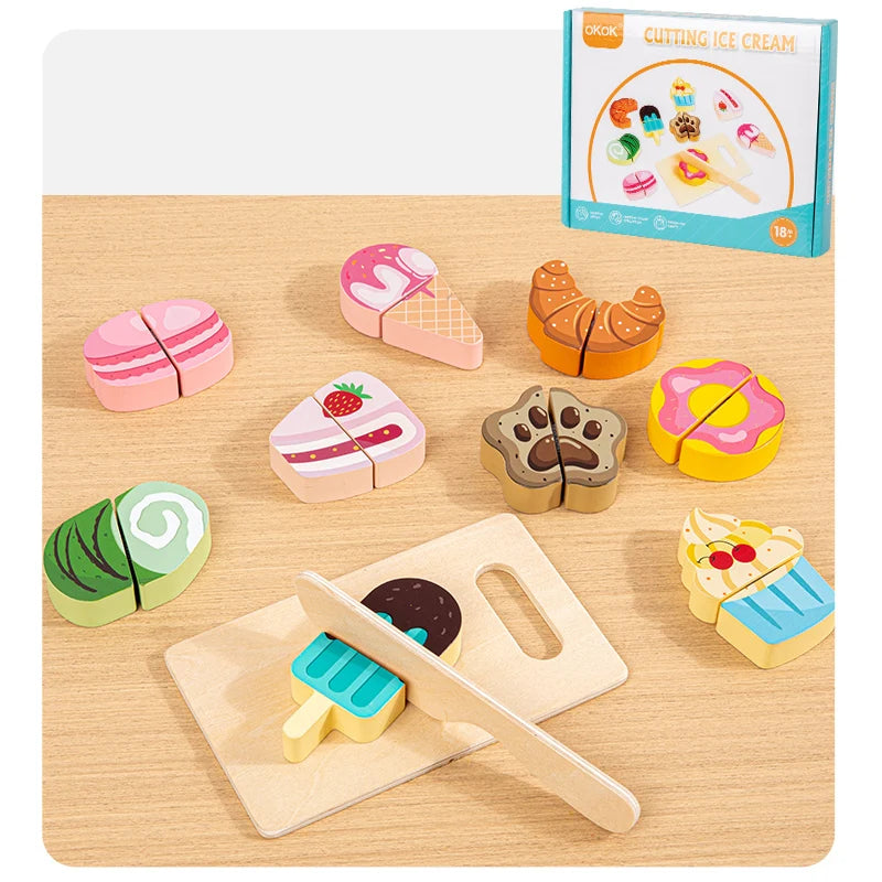 Wooden Baby Montessori Kitchen Toys &ndash; Educational Fun NB220C3-Ice Cream