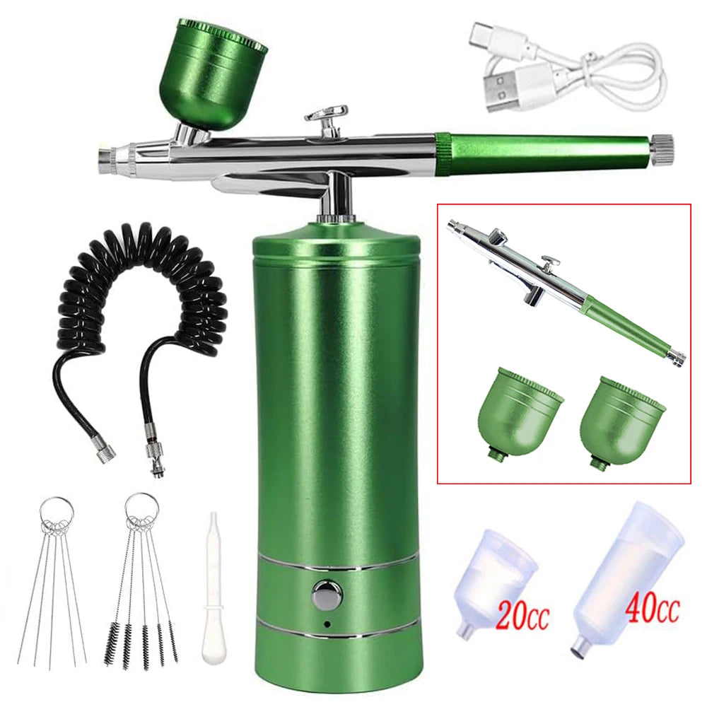 ZHIYU K10 Airbrush Nail Kit &ndash; Portable Sprayer For Nails Green Set 2