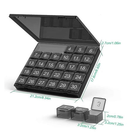 30-Day Large Compartment Monthly Pill Organizer for Vitamins and Medication, BPA-Free Pill Case