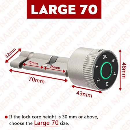NAIERDI Smart Electronic Lock Cylinder Tuya App Fingerprint Password Unlock Upgrade for Mechanical Door Locks Security Home by InterCyprus Trading Ltd