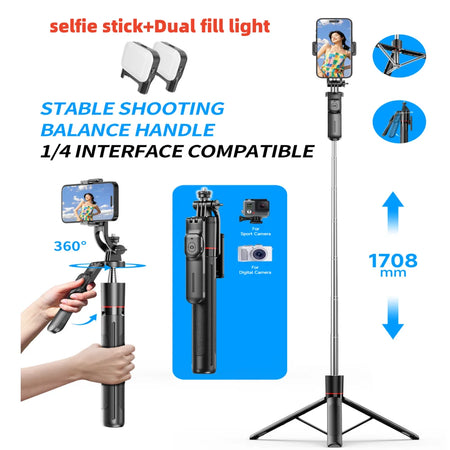 MEUYAG Monopod Remote Shutter with Fill Light &amp; Bluetooth Selfie Stick for Smartphones Option 2