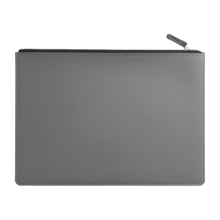 Premium Leather A4 Document Organizer &amp; Business Portfolio with Zipper grey