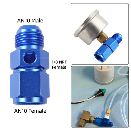 Universal AN Adapter Male To Female With 1/8 Inch NPT Gauge Port by InterCyprus Trading Ltd