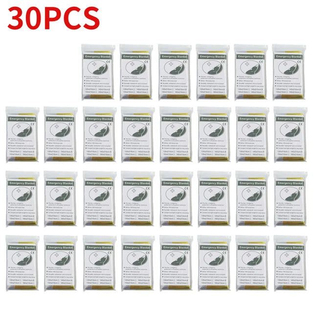 Gold-Silver Waterproof Emergency Survival Blanket 130x210cm 30PCS-Gold-Silver