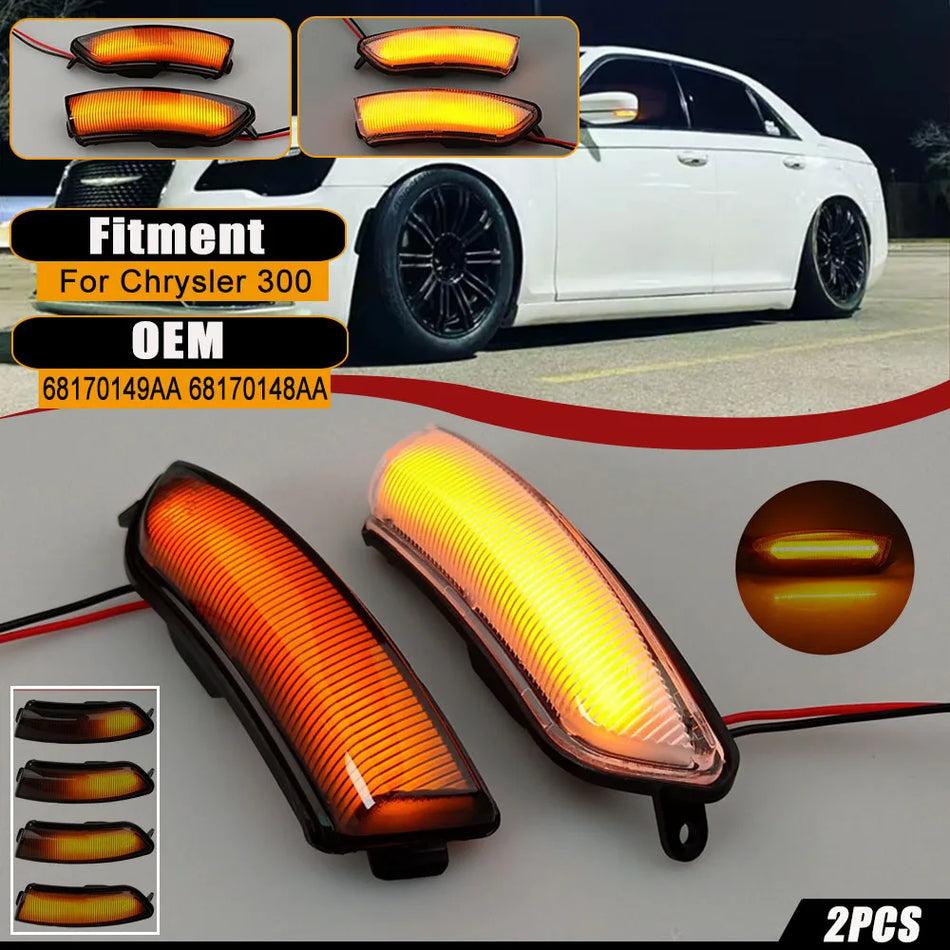Luces de señal de giro LED ámbar secuenciales para Chrysler 300 2011-2020