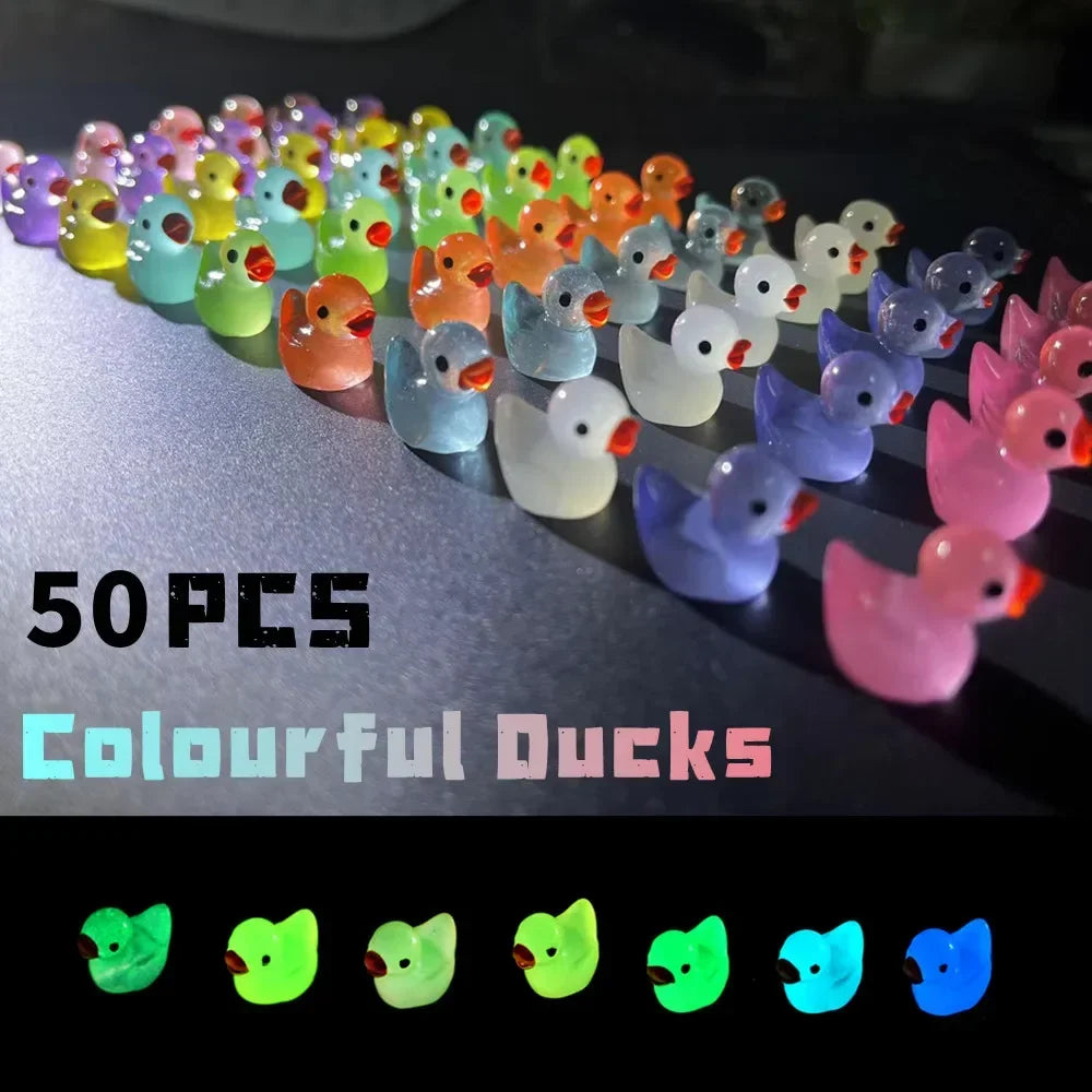 50PCS Luminous Mini Ducks - Glow in the Dark Fairy Garden Accessories Mixed color(50 PCS)