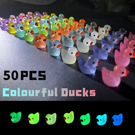50PCS Luminous Mini Ducks - Glow in the Dark Fairy Garden Accessories Mixed color(50 PCS)