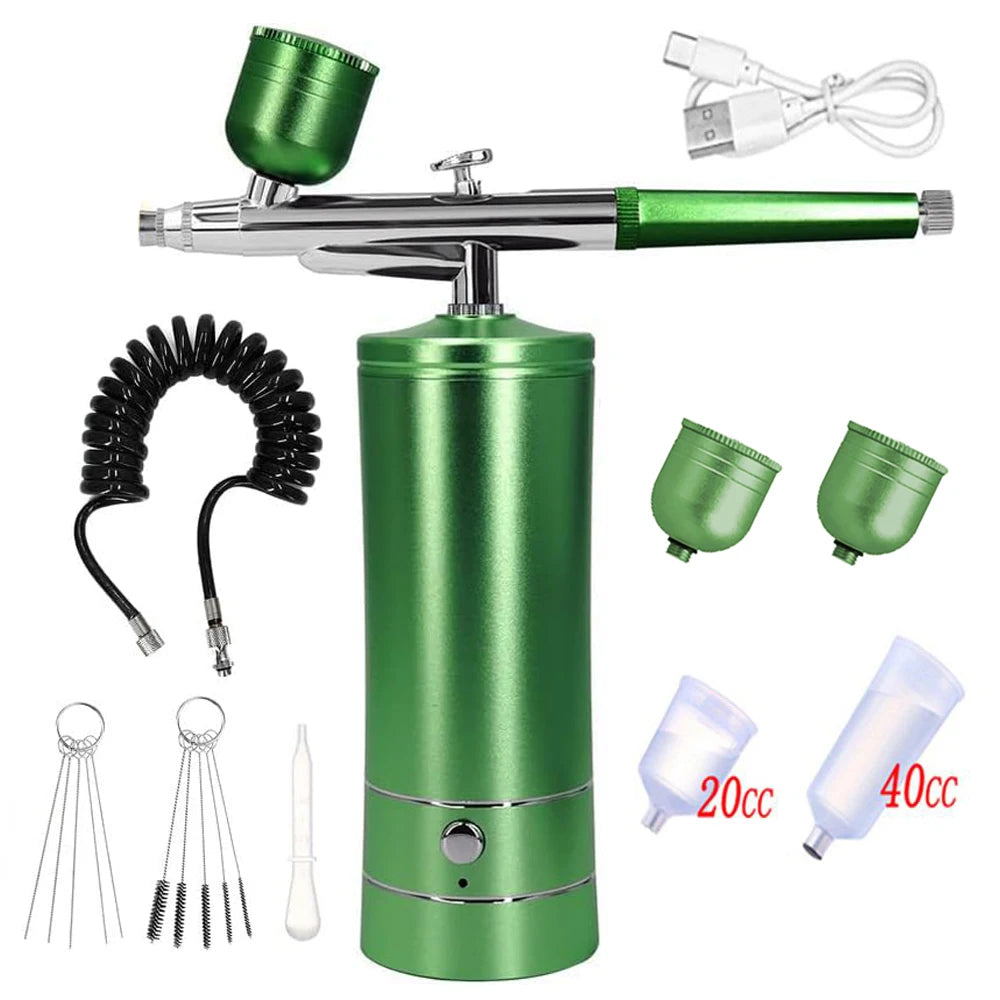 ZHIYU K10 Airbrush Nail Kit &ndash; Portable Sprayer For Nails Green Set 1