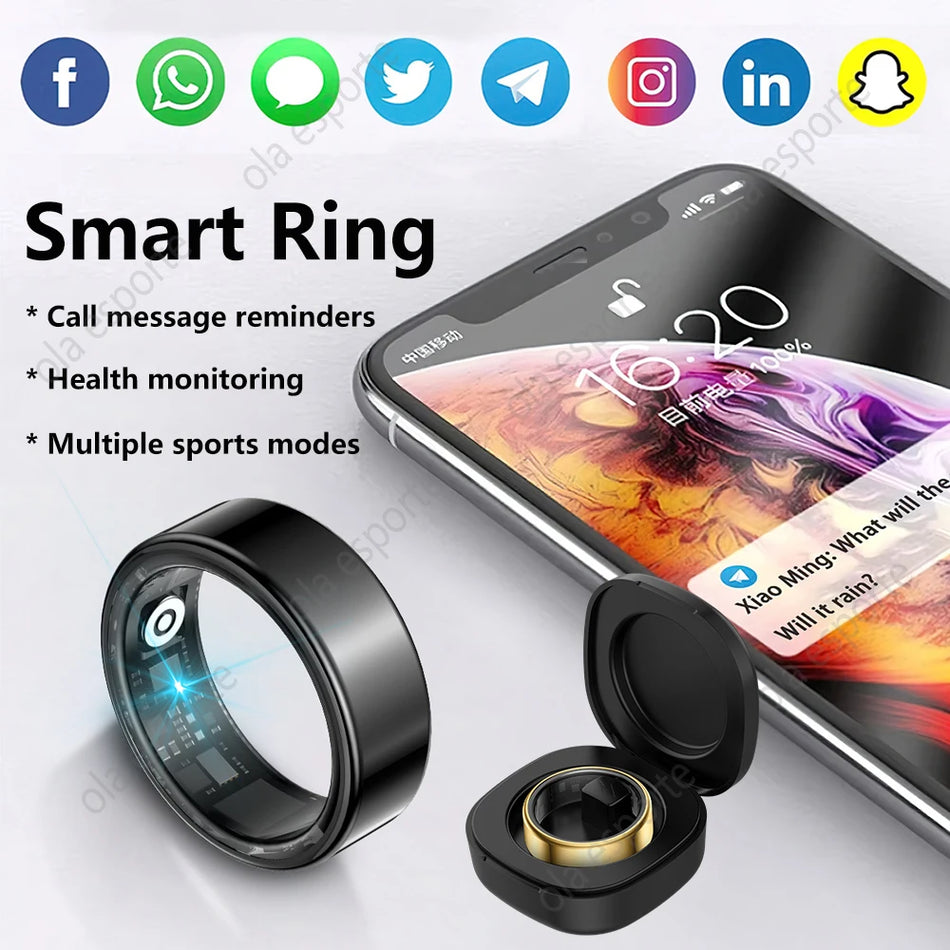 Smart Ring with Heart Rate, Sleep Monitoring &amp; Multiple Sports Modes - Waterproof Fitness Ring