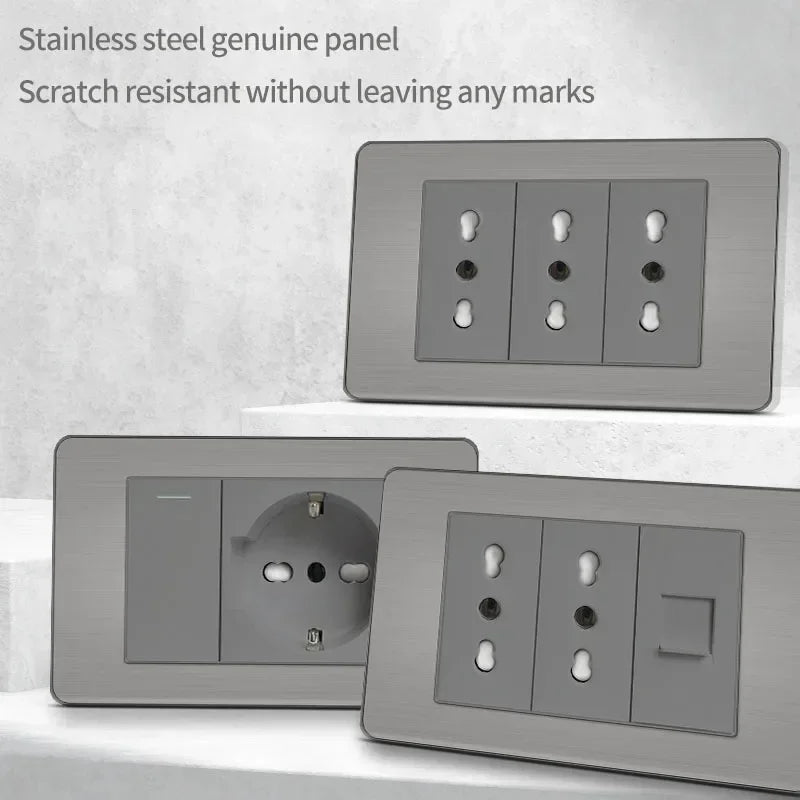 118 Grey Tuya Wifi Wall Socket &ndash; USB Type-C Brushed Finish