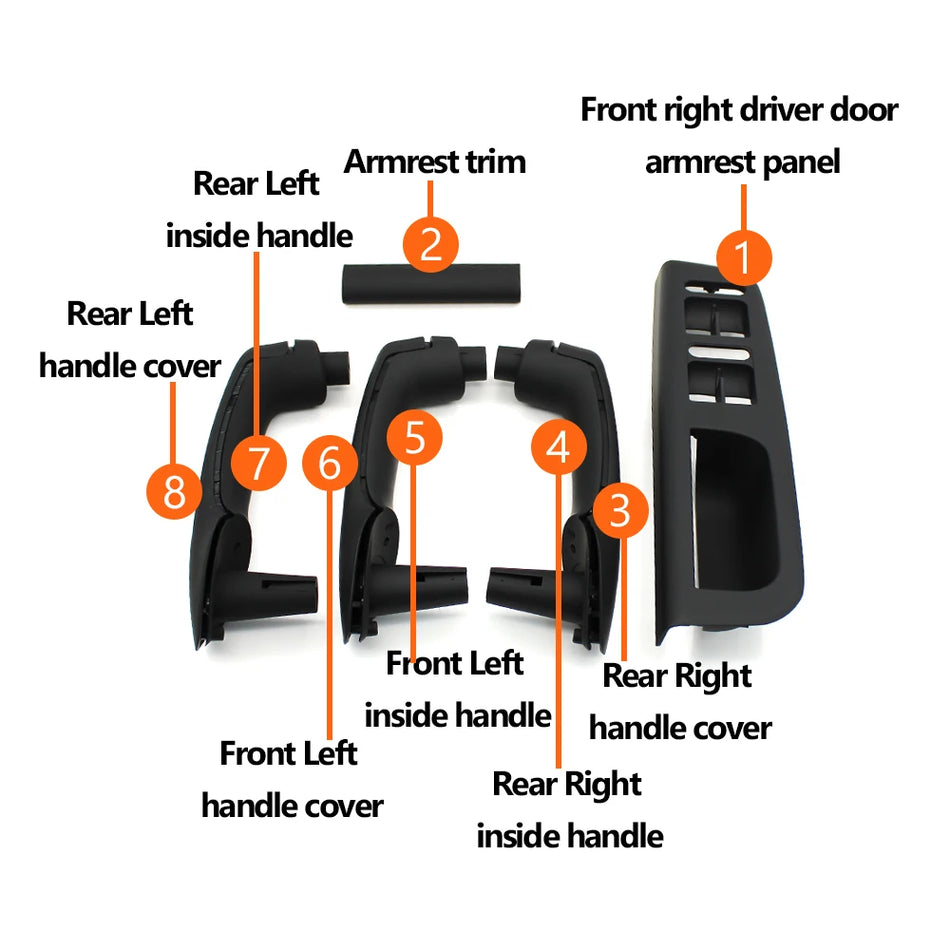 Ukselingi komplekt Volkswagen Bora Golf 4 MK4 Jetta ees ja taga RHD must beež