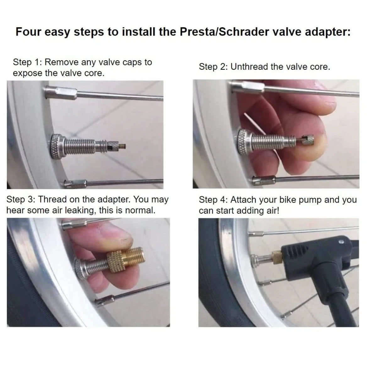 Bicycle Presta To Schrader Adapter &ndash; Lightweight Easy Install Valve Converter