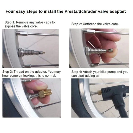 Bicycle Presta To Schrader Adapter &ndash; Lightweight Easy Install Valve Converter
