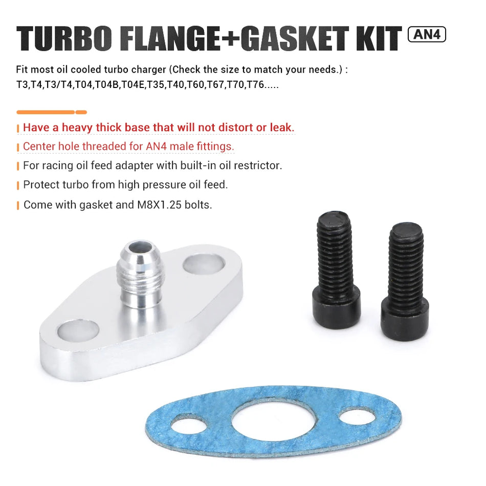 Kit adaptor flanșă de admisie ulei turbo PQY 4AN, aluminiu, racord