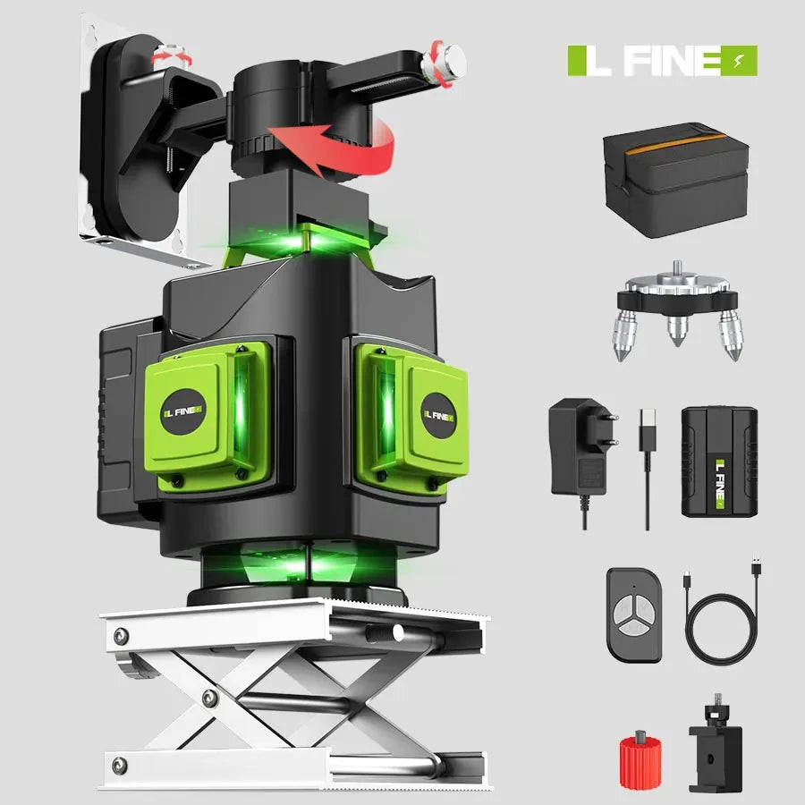 LFINE 4D 16-Lines Green Laser Level with Self-Leveling and Manual Modes