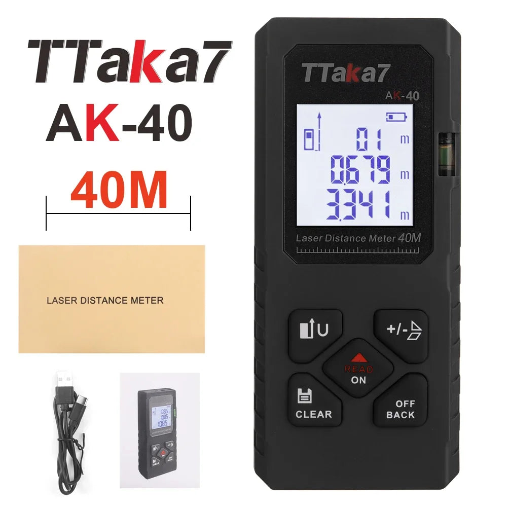 40M-60M Mini Smart Laser Distance Meter &ndash; USB Rechargeable black 40m