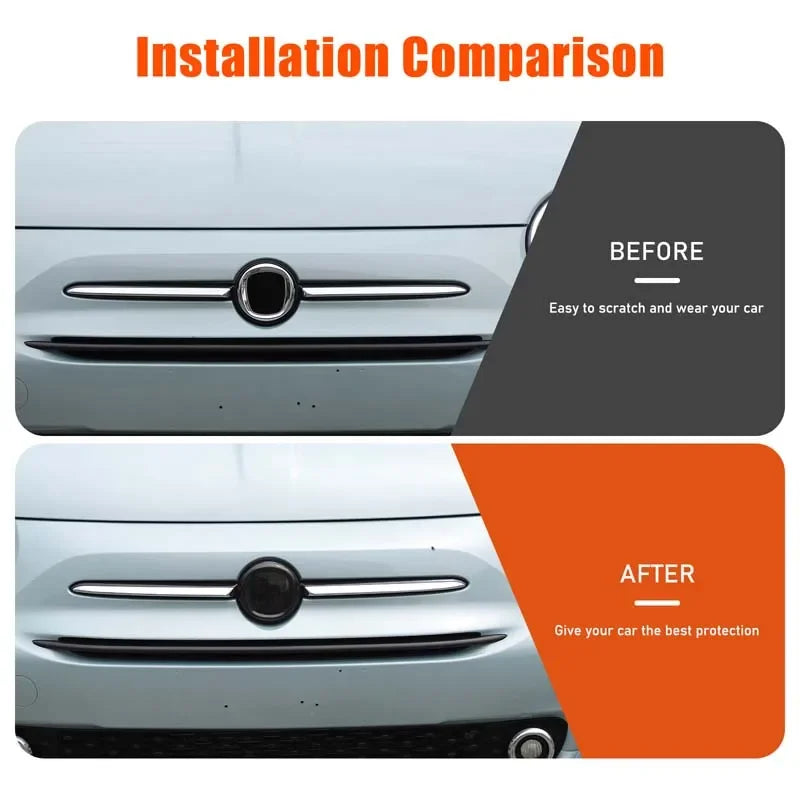 Czarna naklejka z logo Fiat 500 z ABS, zestaw 2 sztuk na przód i tył