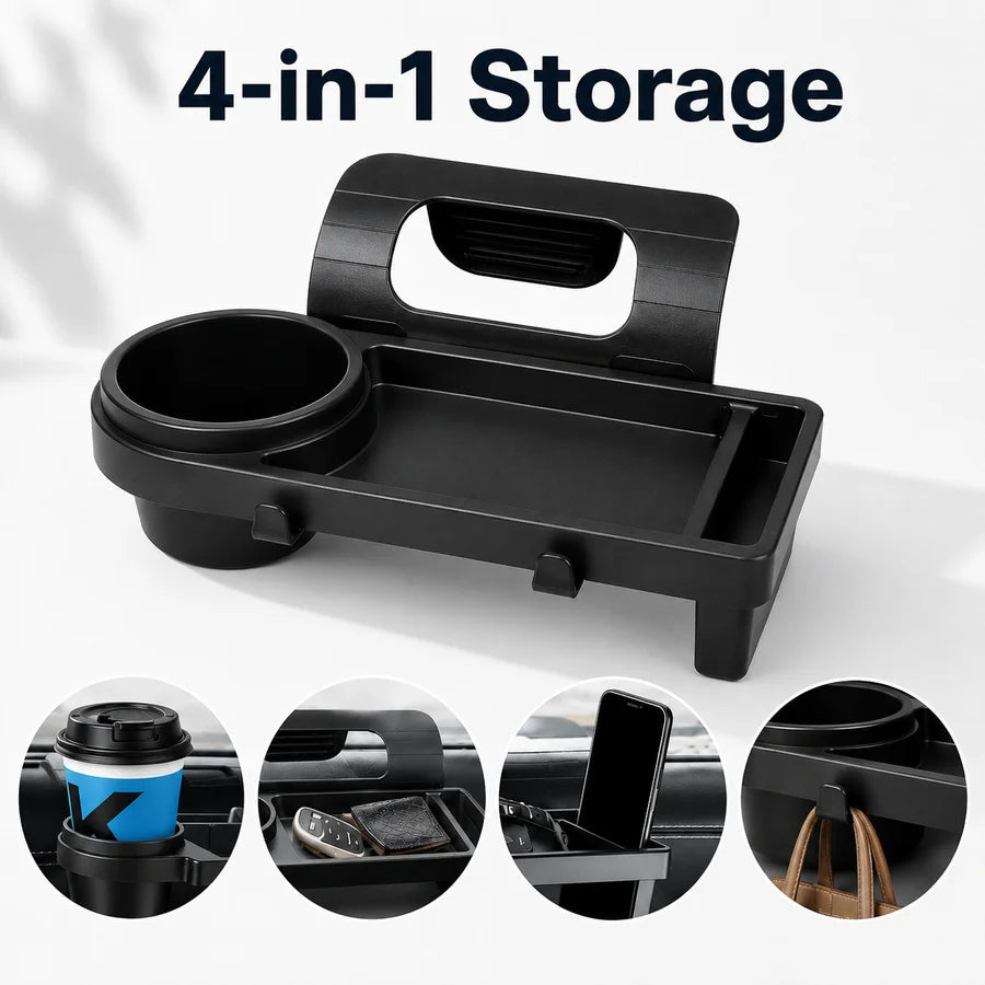 Car Window Storage Rack With Cup And Phone Holder Organizer