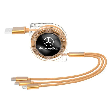 Car Interior 3 In 1 Fast Charger USB Data Cable &ndash; Convenient Connectivity for Mercedes Benz Gold / For Mercedes Benz