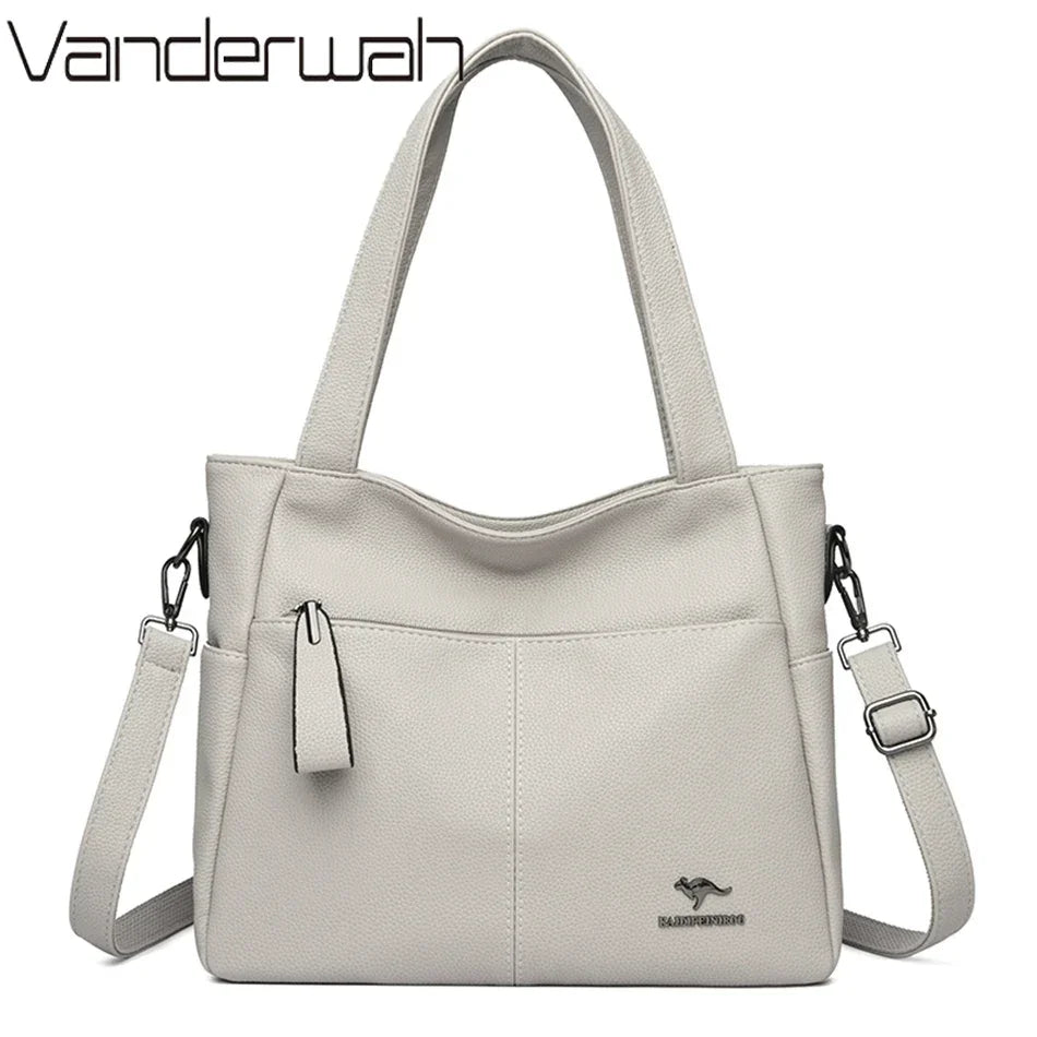 Borsa a spalla da donna in pelle morbida con aspetto di lusso da designer, borsa a tracolla per donne