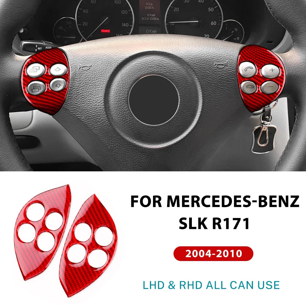 Carbon Fiber Steering Wheel Trim Sticker for Mercedes Benz SLK R171 (2004-2010) - AIRSPEED Red LHD RHD