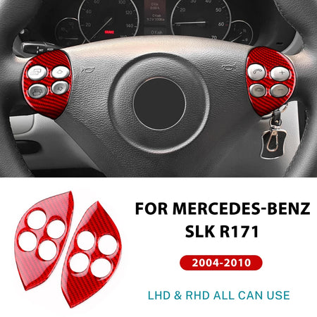 Carbon Fiber Steering Wheel Trim Sticker for Mercedes Benz SLK R171 (2004-2010) - AIRSPEED Red LHD RHD