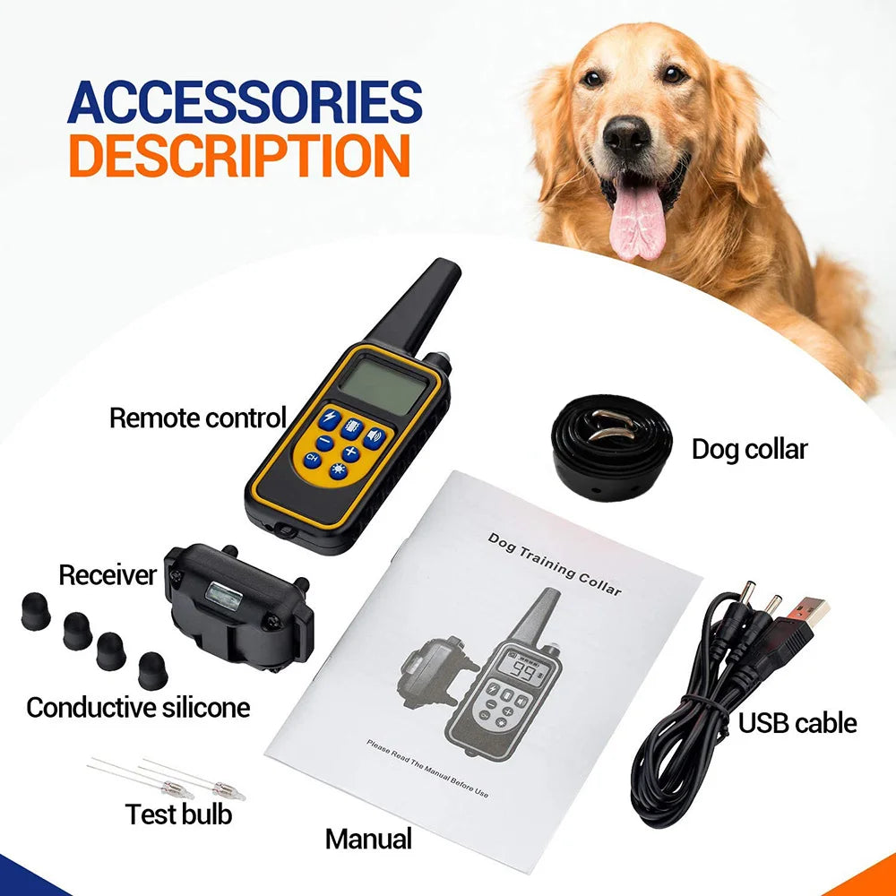 Rechargeable Electrical Dog Training Collar with Remote Control and Vibration